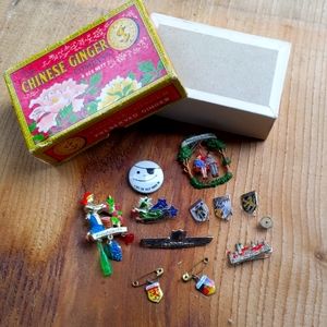 Vintage Flight Wings Stewardess Silver Pin + bonus vintage German pins